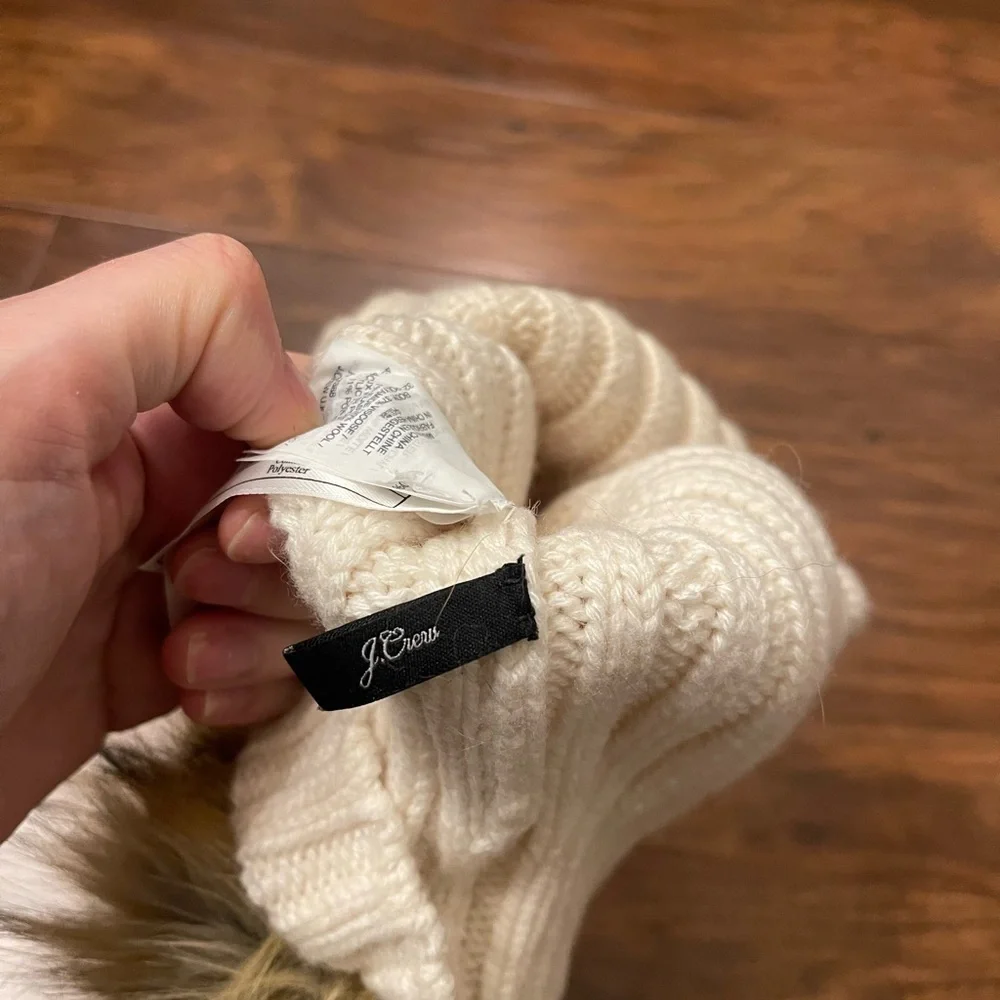 J. Crew Wool Blend Faux Fur Beanie